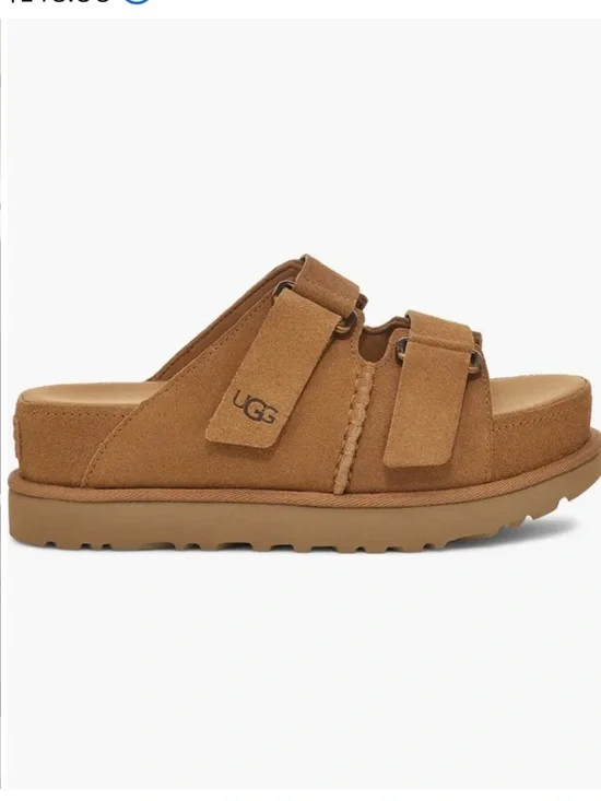 UGG Women's Tan Suede Double-Strap Slide Sandals - Picture 4 of 7